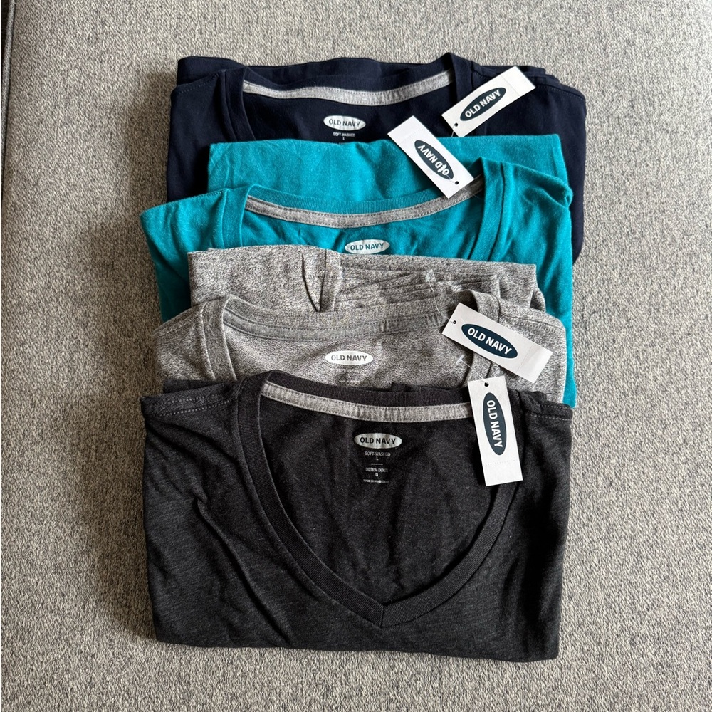 Old Navy Men's T-Shirt Set - Navy, Teal, Gray, Charcoal